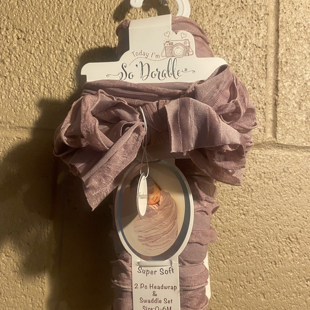 So Dorable Pink Headwrap and Swaddle Set